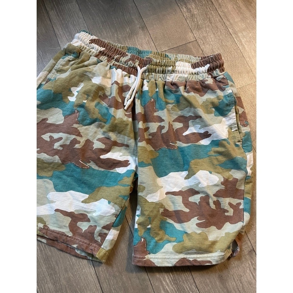 Sovereign Code Camo Sweat Shorts Brown Teal Camouflage L